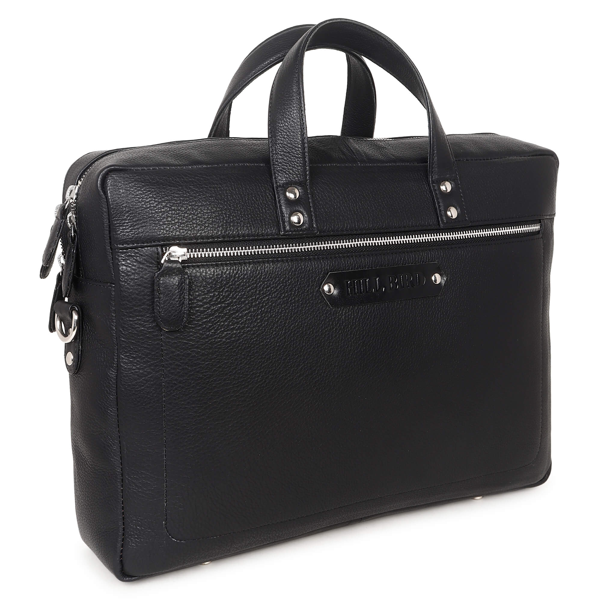 HILLBIRD Tanford Black Leather Laptop Bag