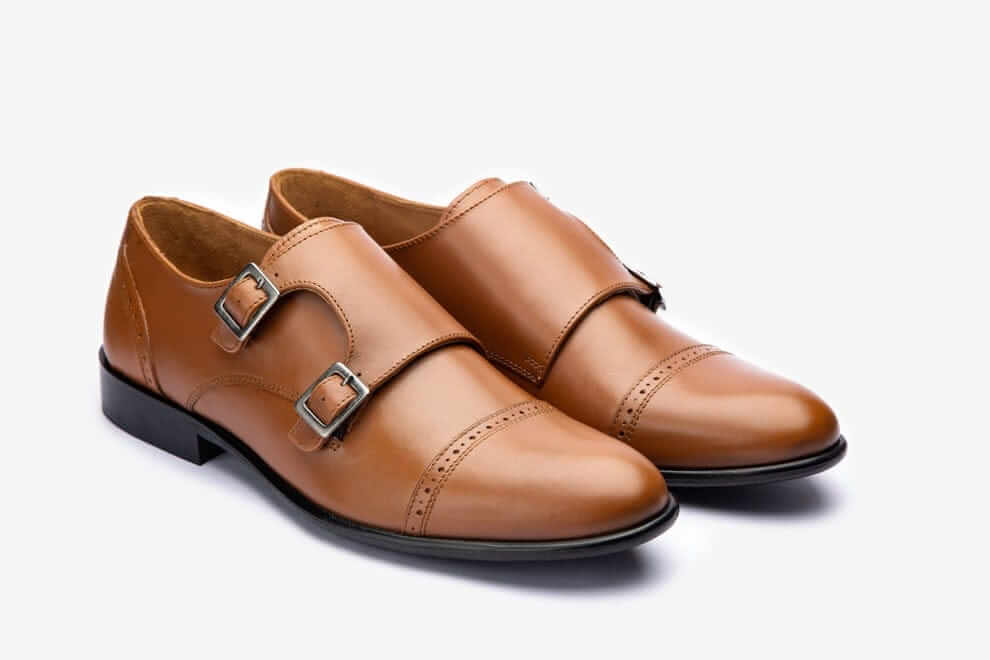 Qtest Tan Oxford Monkstrap Shoes