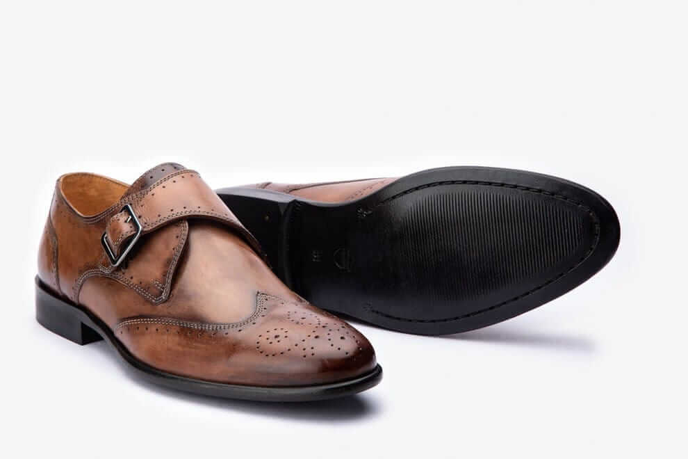 Minst Brown Handpainted Monkstrap shoes