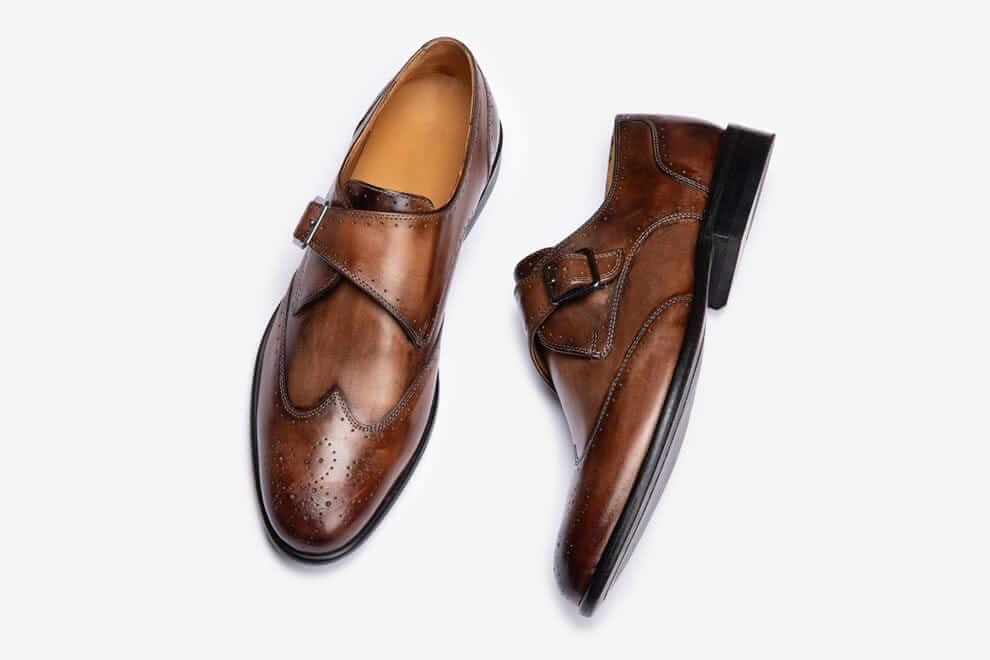 Minst Brown Handpainted Monkstrap shoes