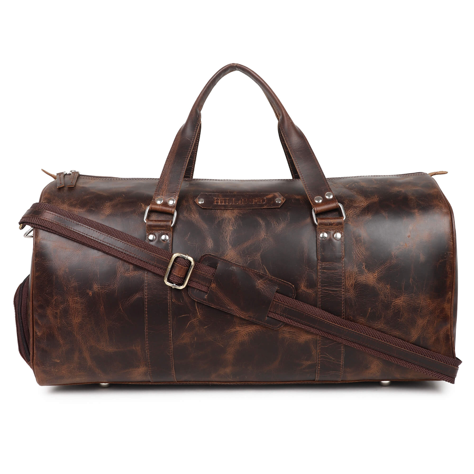 HILLBIRD Aliver Crunch Brown Leather Duffel Bag