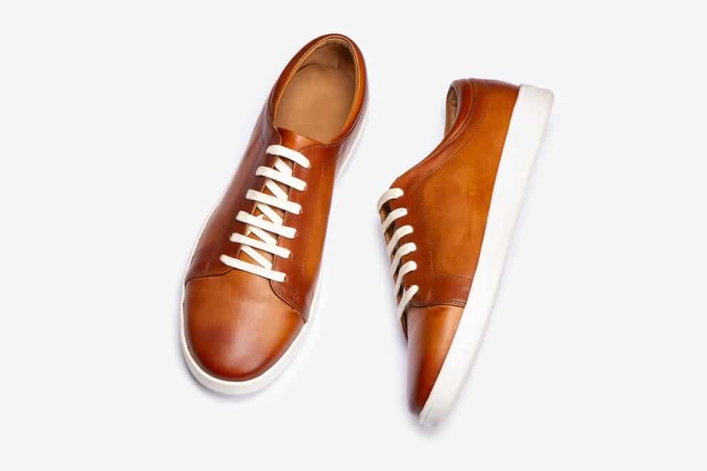 Kylo Tan Premium Handpainted lace-up Leather Sneaker